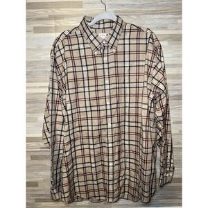 Brooks Brothers Madison Men's XL Brown Check Long Sleeve Button Down Shirt #M